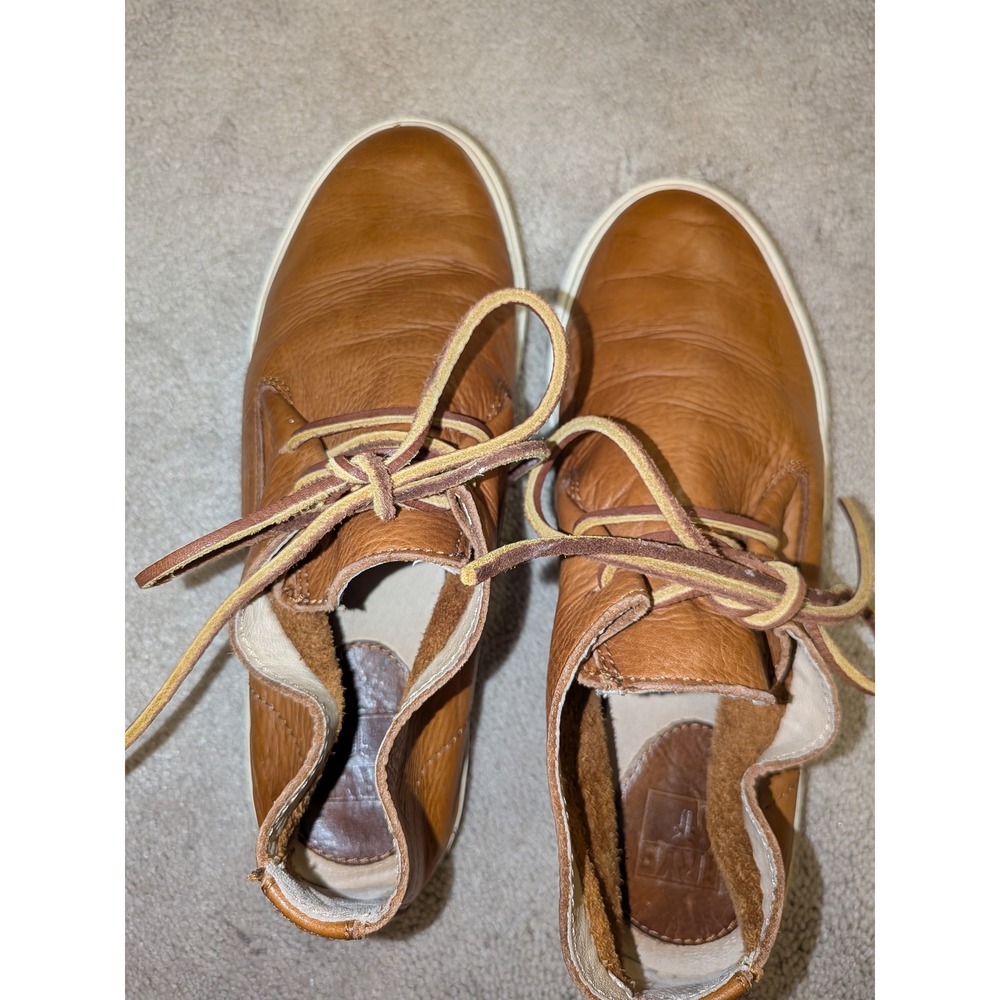 Frye‎ Gates Low Lace Cognac Pebbled Leather Sneakers Mens 7 3476016-WHS Brown